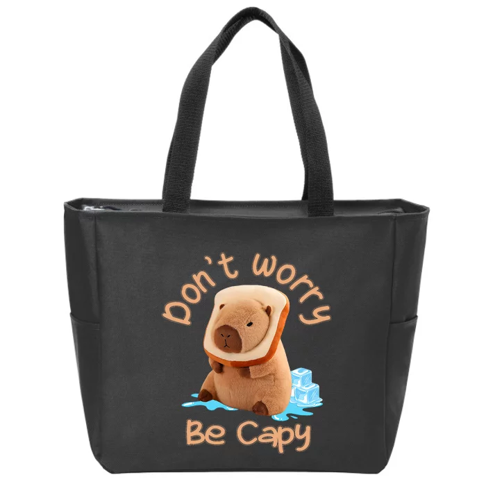 Capybara Dont Worry Be Capy Distressed Capybara Lovers Cute Animal Gift Zip Tote Bag