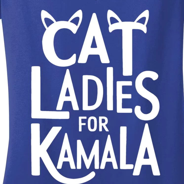 Cat Design With Ears And Tail Cat Ladies For Kamala Gift Women's V-Neck T-Shirt