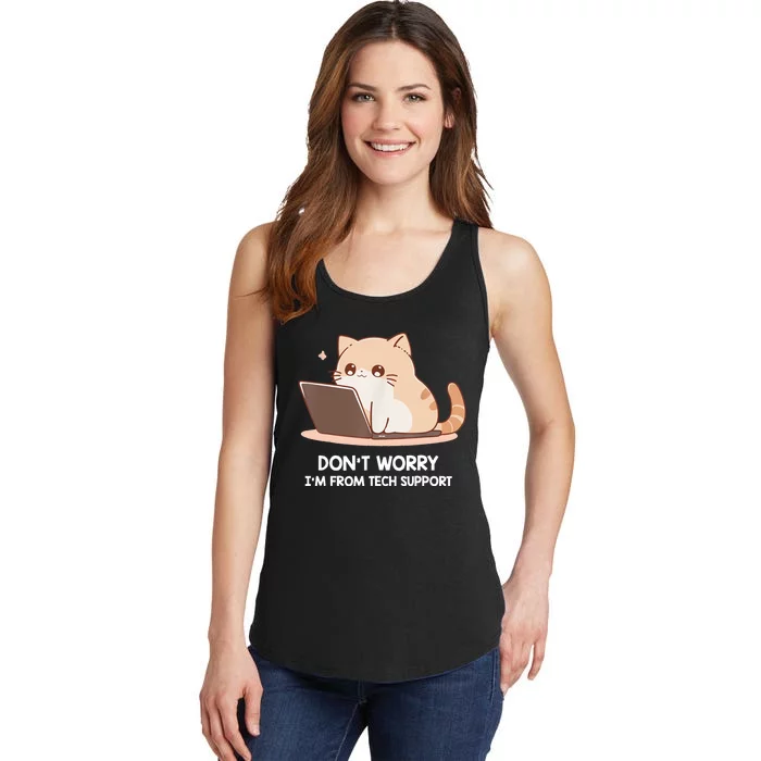 Cat DonT Worry IM From Tech Support Ladies Essential Tank