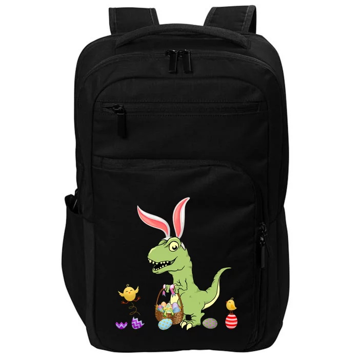 Cute Dinosaur With Easter Basket And Bunny Ears Easter Gift Impact Tech Backpack