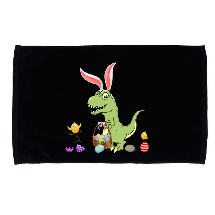 Cute Dinosaur With Easter Basket And Bunny Ears Easter Gift Microfiber Hand Towel