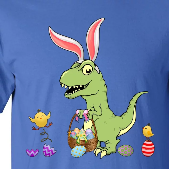 Cute Dinosaur With Easter Basket And Bunny Ears Easter Gift Tall T-Shirt