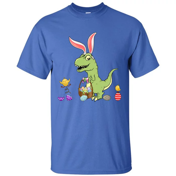 Cute Dinosaur With Easter Basket And Bunny Ears Easter Gift Tall T-Shirt