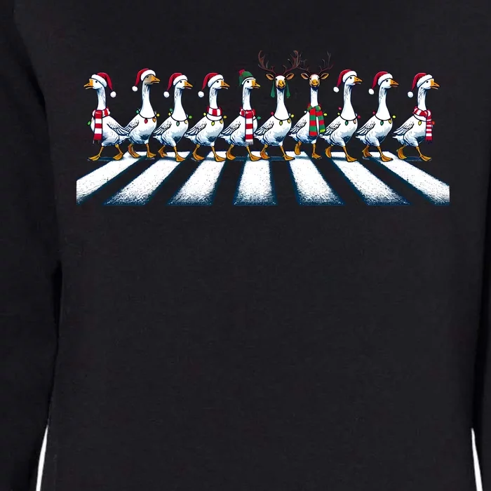 Christmas Ducks Walking Street Xmas Holiday Season Womens California Wash Sweatshirt