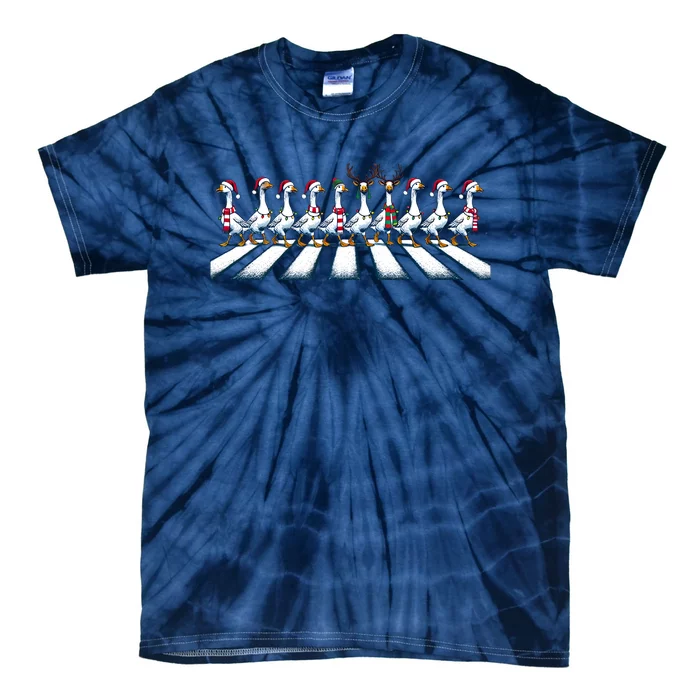 Christmas Ducks Walking Street Xmas Holiday Season Tie-Dye T-Shirt