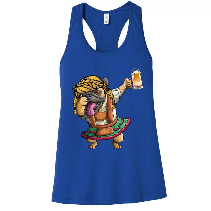 Cool Dabbing With Dog Holding Beer Cup Gift Oktoberfest Gif Gift Women's Racerback Tank