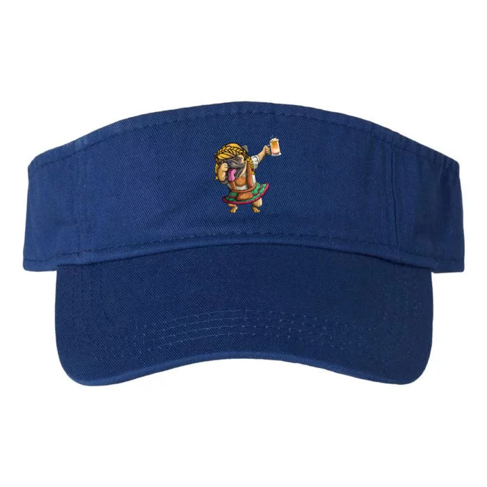 Cool Dabbing With Dog Holding Beer Cup Gift Oktoberfest Gif Gift Valucap Bio-Washed Visor