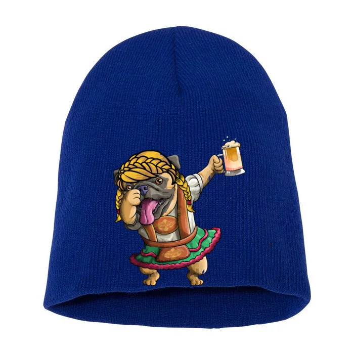 Cool Dabbing With Dog Holding Beer Cup Gift Oktoberfest Gif Gift Short Acrylic Beanie