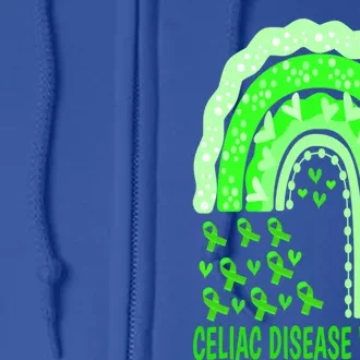 Celiac Disease Warrior Gluten Free Green Ribbon Rainbow Gift Full Zip Hoodie