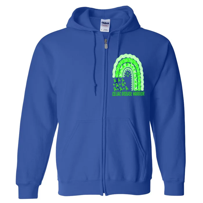 Celiac Disease Warrior Gluten Free Green Ribbon Rainbow Gift Full Zip Hoodie