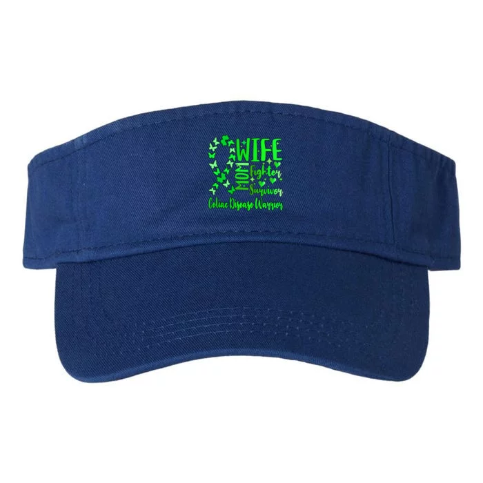 Celiac Disease Wife Mom Warrior Green Ribbon Butterfly Cute Gift Valucap Bio-Washed Visor