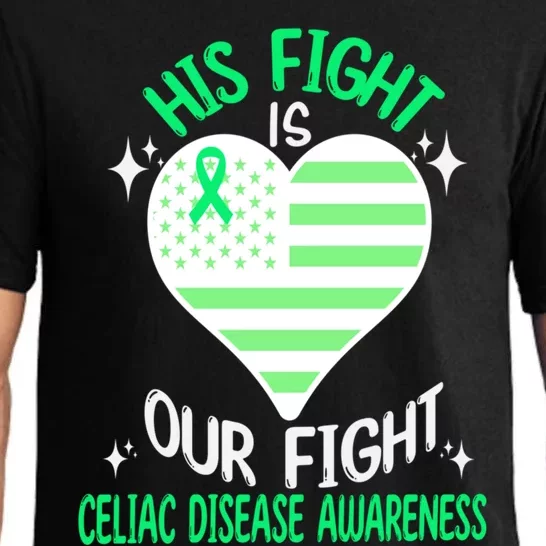 Celiac Disease Warrior His Fight Is Our Fight Usa Flag Heart Cool Gift Pajama Set