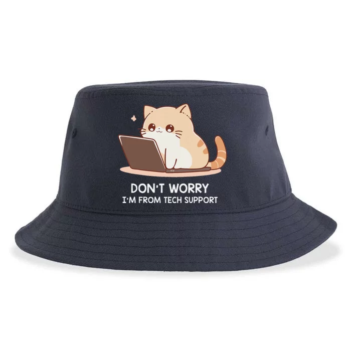 Cat DonT Worry IM From Tech Support Sustainable Bucket Hat