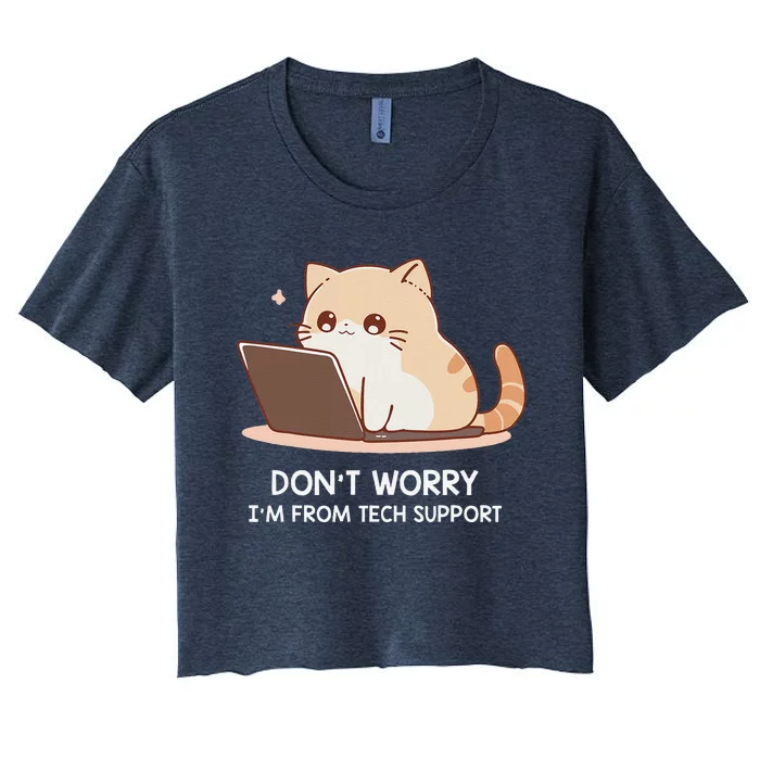 Cat DonT Worry IM From Tech Support Women's Crop Top Tee