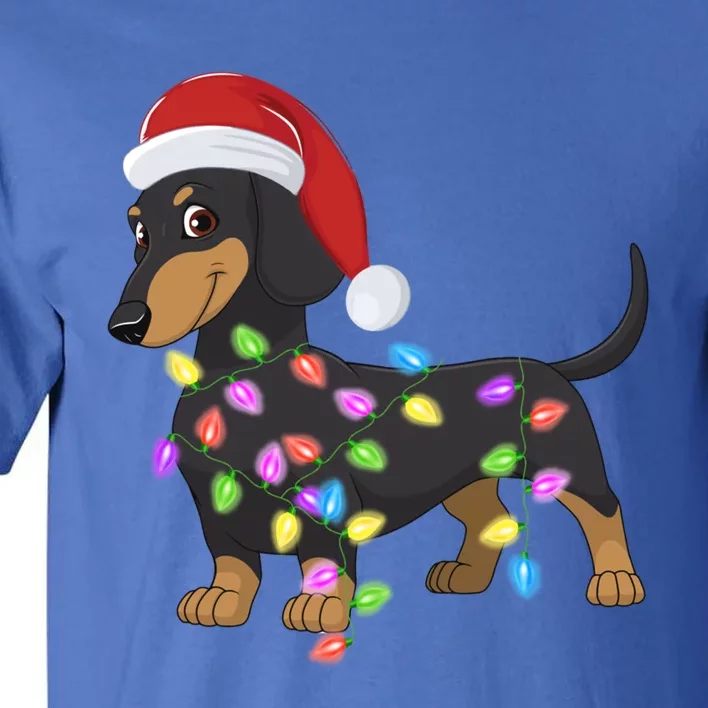 Christmas Dachshund With Santa Hat And Christmas Lights Gift Cute Gift Tall T-Shirt