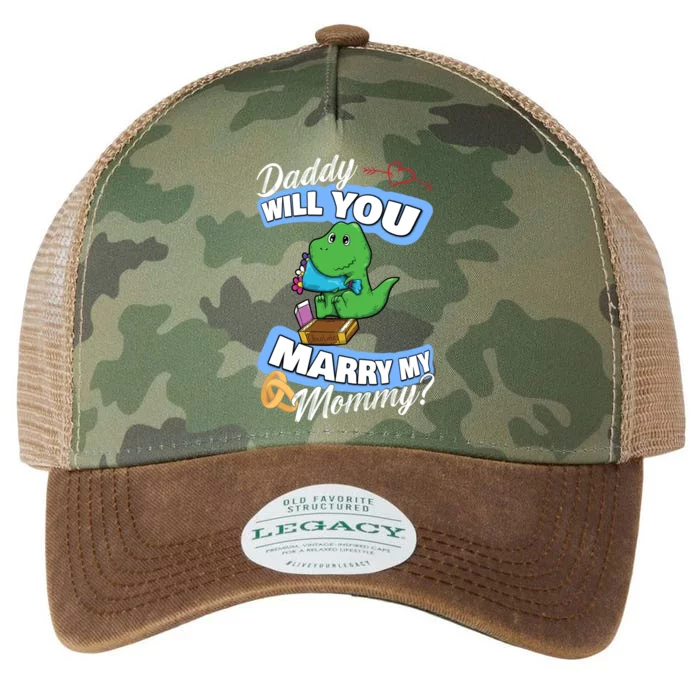 Cute Dino Wedding Offer Daddy Will You Marry My Mommy Gift Legacy Tie Dye Trucker Hat