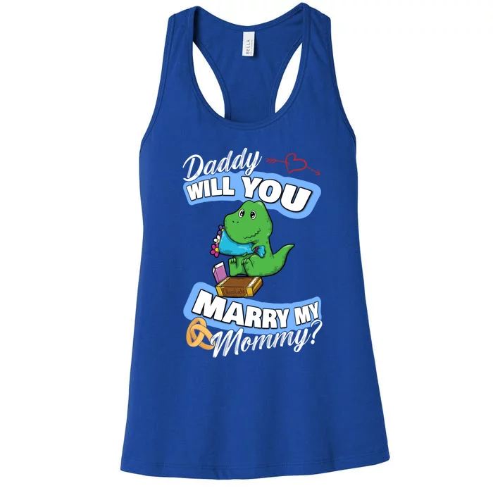 Cute Dino Wedding Offer Daddy Will You Marry My Mommy Gift Women's Racerback Tank