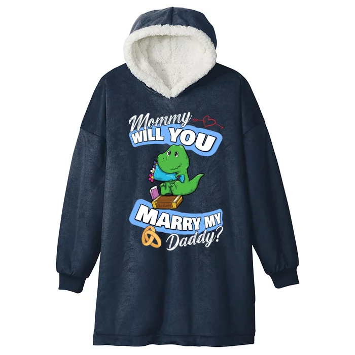 Cute Dino Wedding Offer Mommy Will You Marry My Daddy Funny Gift Hooded Wearable Blanket