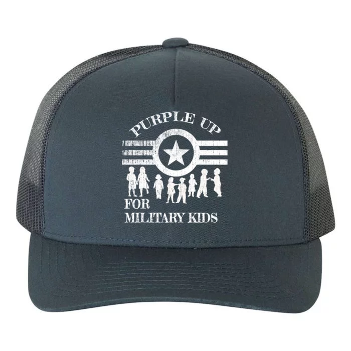 Cool Distressed Wear Purple Military Children Yupoong Adult 5-Panel Trucker Hat