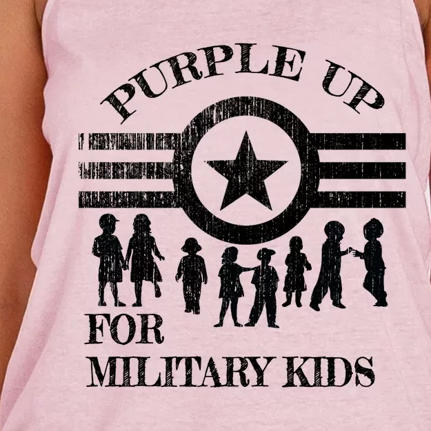 Cool Distressed Wear Purple Military Children Women's Knotted Racerback Tank