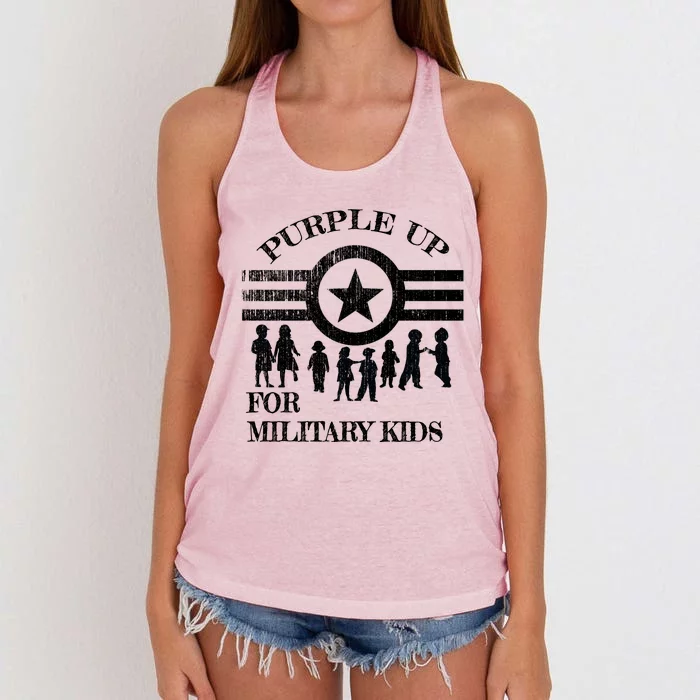 Cool Distressed Wear Purple Military Children Women's Knotted Racerback Tank