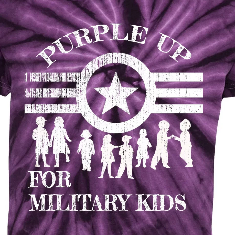 Cool Distressed Wear Purple Military Children Kids Tie-Dye T-Shirt