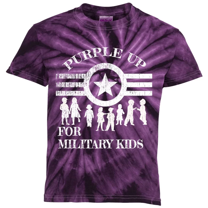 Cool Distressed Wear Purple Military Children Kids Tie-Dye T-Shirt