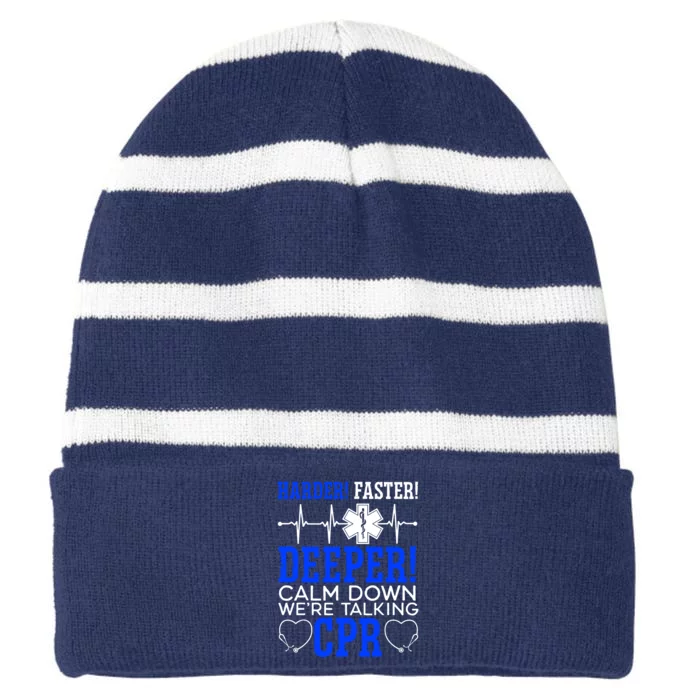 Calm Down WeRe Talking Cpr Striped Beanie with Solid Band