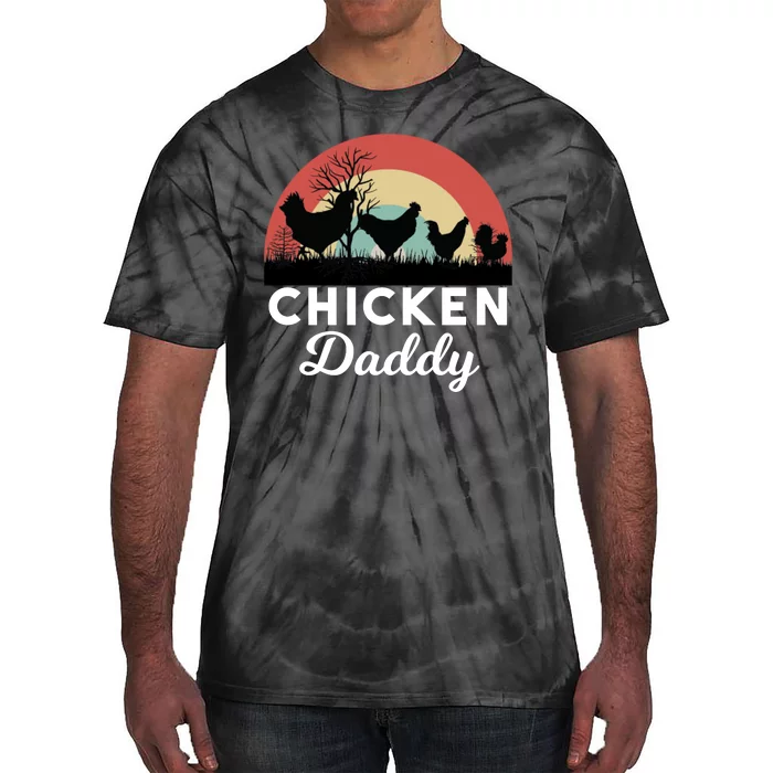 Chicken Daddy With Retro Sunset, Funny Chicken Lover, Farmer Tie-Dye T-Shirt