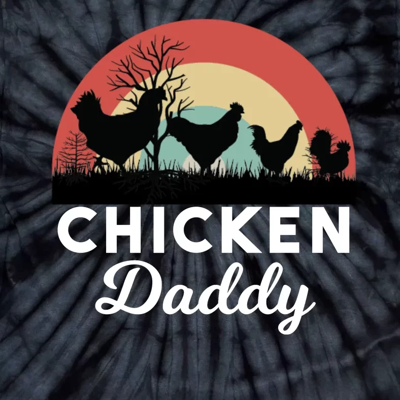 Chicken Daddy With Retro Sunset, Funny Chicken Lover, Farmer Tie-Dye T-Shirt