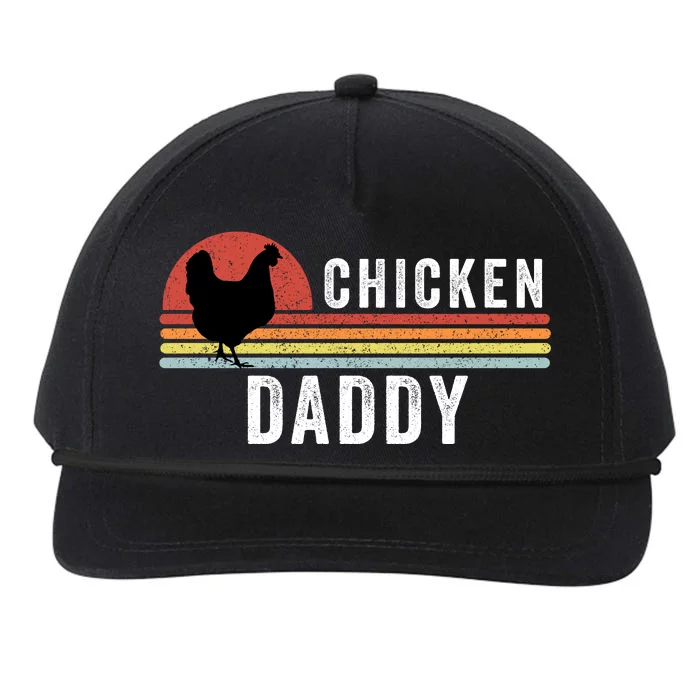 Chicken Daddy With Retro Sunset, Farmer, Funny Chicken Lover Snapback Five-Panel Rope Hat