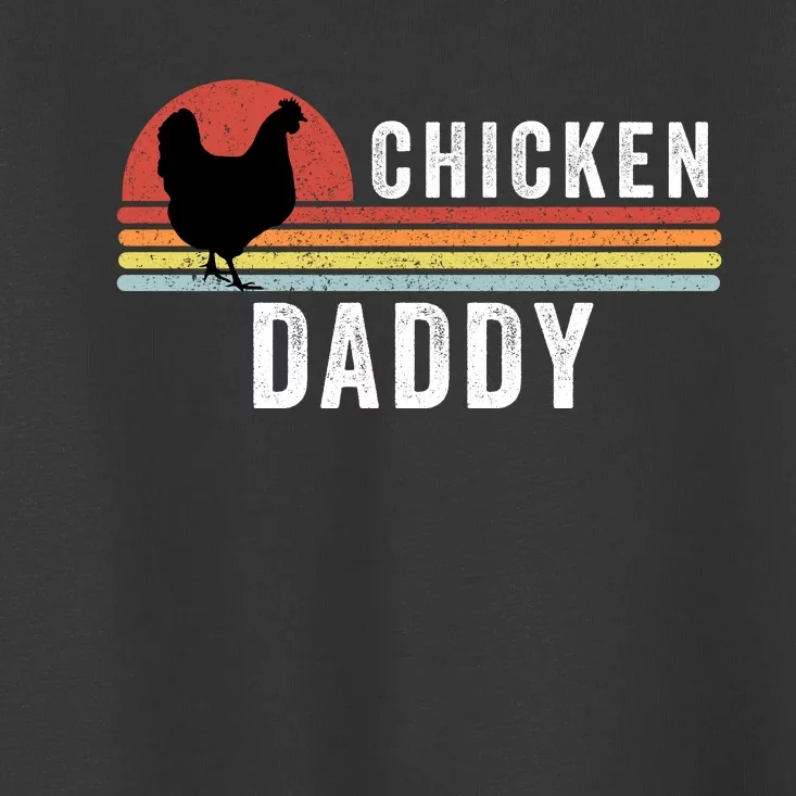 Chicken Daddy With Retro Sunset, Farmer, Funny Chicken Lover Toddler T-Shirt