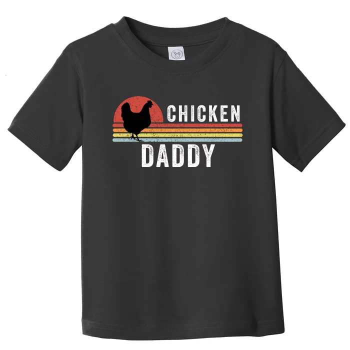 Chicken Daddy With Retro Sunset, Farmer, Funny Chicken Lover Toddler T-Shirt