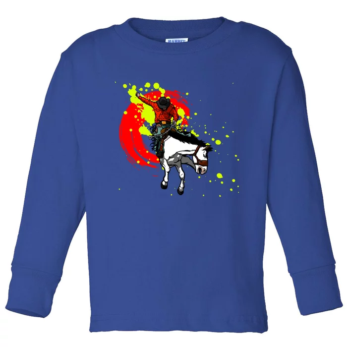 Cow Dance With Horse For Rodeo Lovers Gift Toddler Long Sleeve Shirt