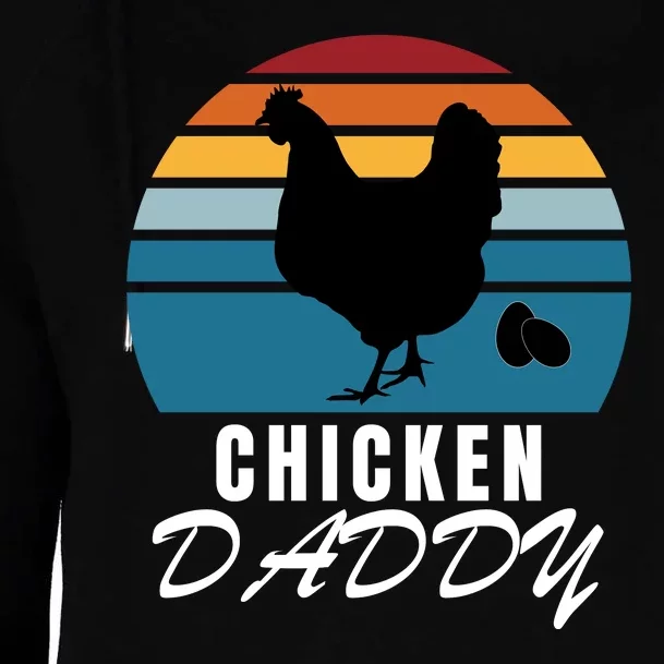 Chicken Daddy With Retro Sunset, Farmer Funny Chicken Lover Womens Funnel Neck Pullover Hood