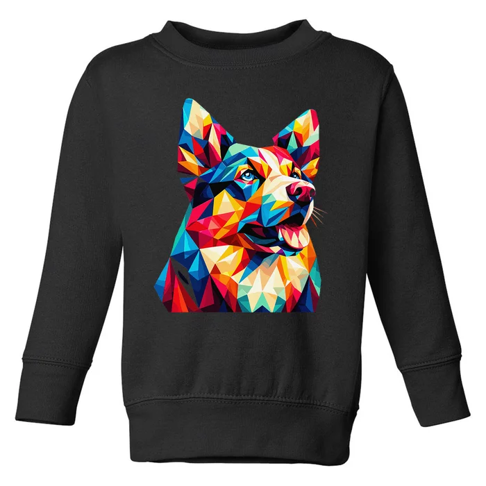 Colorful Dog With Vibrant Shades In Poligonal Art Style Toddler Sweatshirt