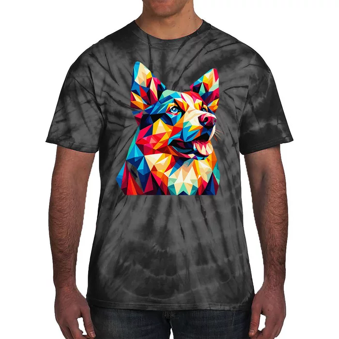 Colorful Dog With Vibrant Shades In Poligonal Art Style Tie-Dye T-Shirt