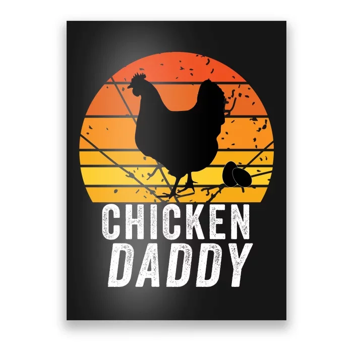 Chicken Daddy With Retro Sunset, Vintage Funny Chicken Lover Poster