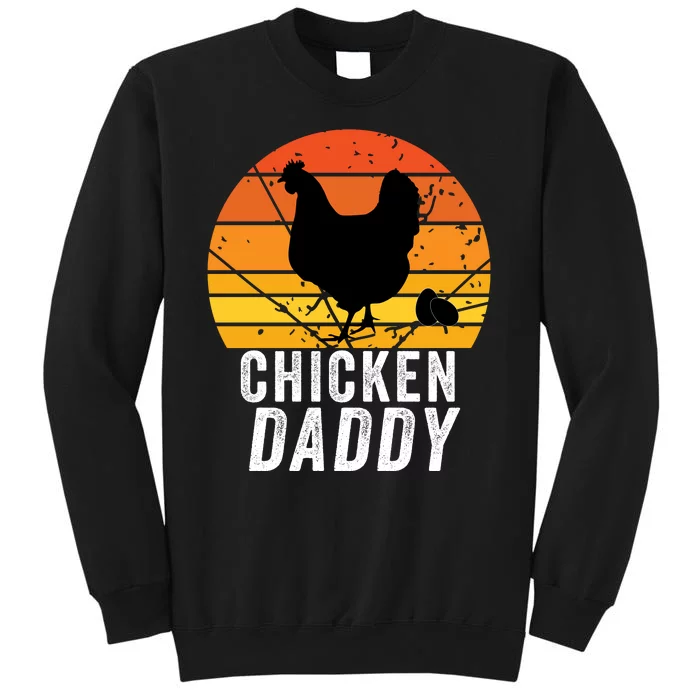 Chicken Daddy With Retro Sunset, Vintage Funny Chicken Lover Tall Sweatshirt