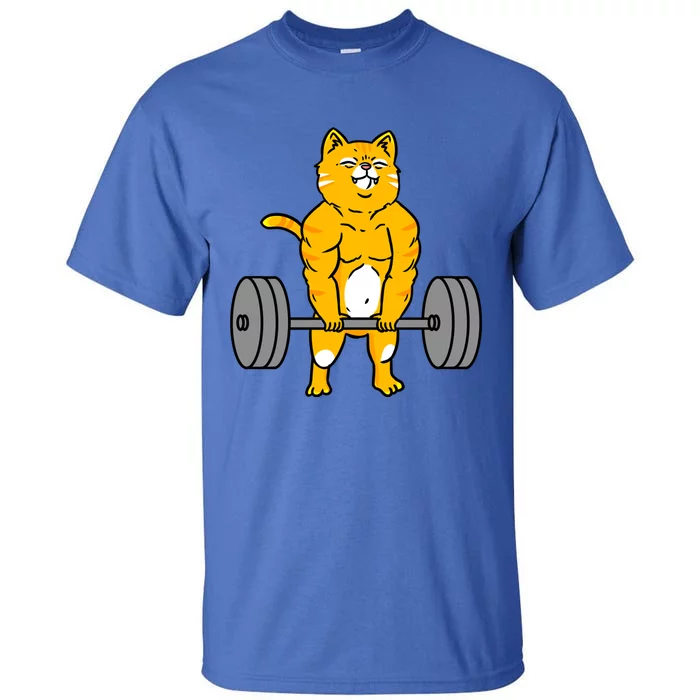 Cat Deadlift Weightlifting Cat Gift Tall T-Shirt