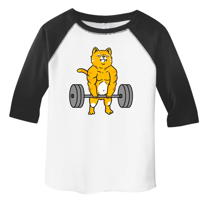 Cat Deadlift Weightlifting Cat Gift Toddler Fine Jersey T-Shirt