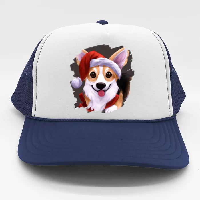 Corgi Dog Wearing Santa Claus Hat Cute Funny Christmas Corgi Gift Trucker Hat