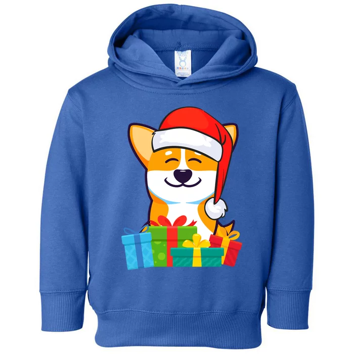 Corgi Dog With Santa Hat Corgi Christmas Gift Toddler Hoodie