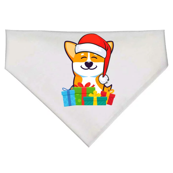 Corgi Dog With Santa Hat Corgi Christmas Gift USA-Made Doggie Bandana