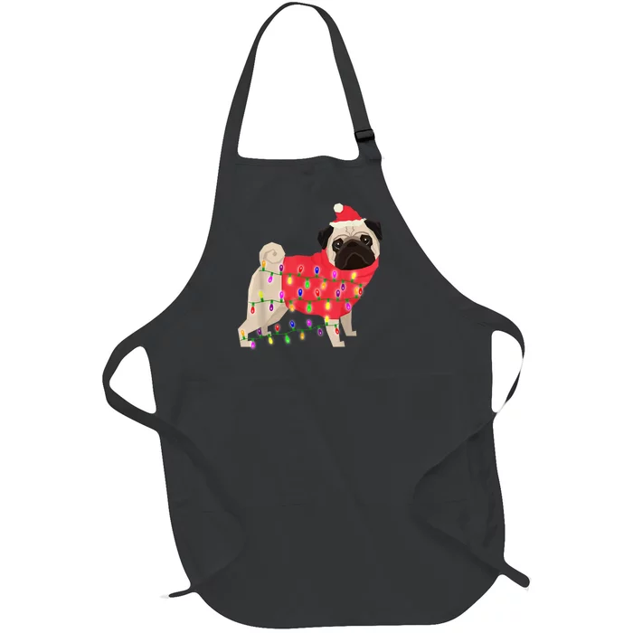 Christmas Dog Xmas Lights Full-Length Apron With Pocket