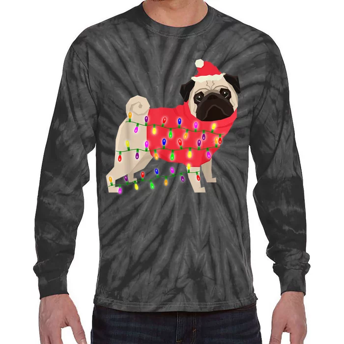 Christmas Dog Xmas Lights Tie-Dye Long Sleeve Shirt