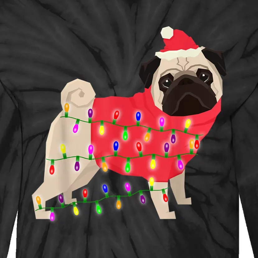 Christmas Dog Xmas Lights Tie-Dye Long Sleeve Shirt