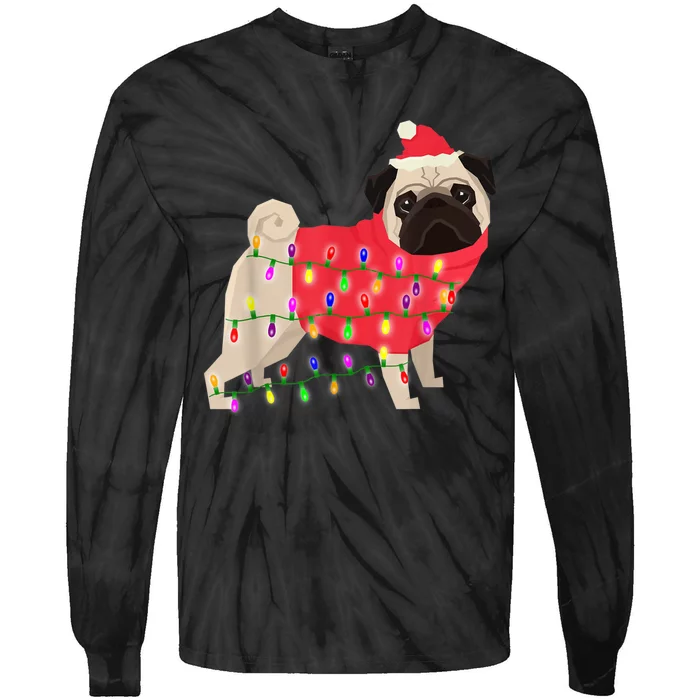 Christmas Dog Xmas Lights Tie-Dye Long Sleeve Shirt