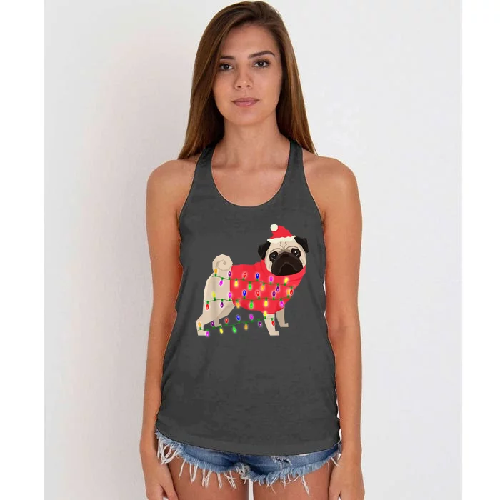 Christmas Dog Xmas Lights Women's Knotted Racerback Tank