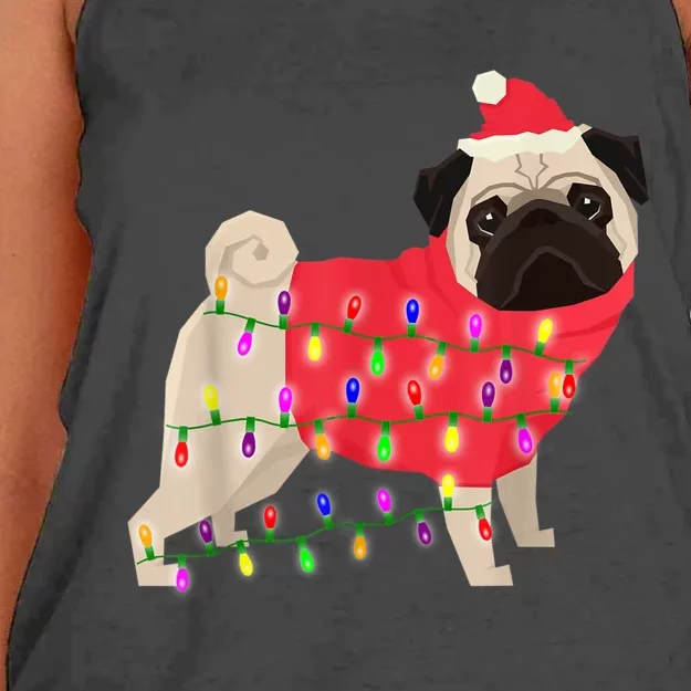 Christmas Dog Xmas Lights Women's Knotted Racerback Tank